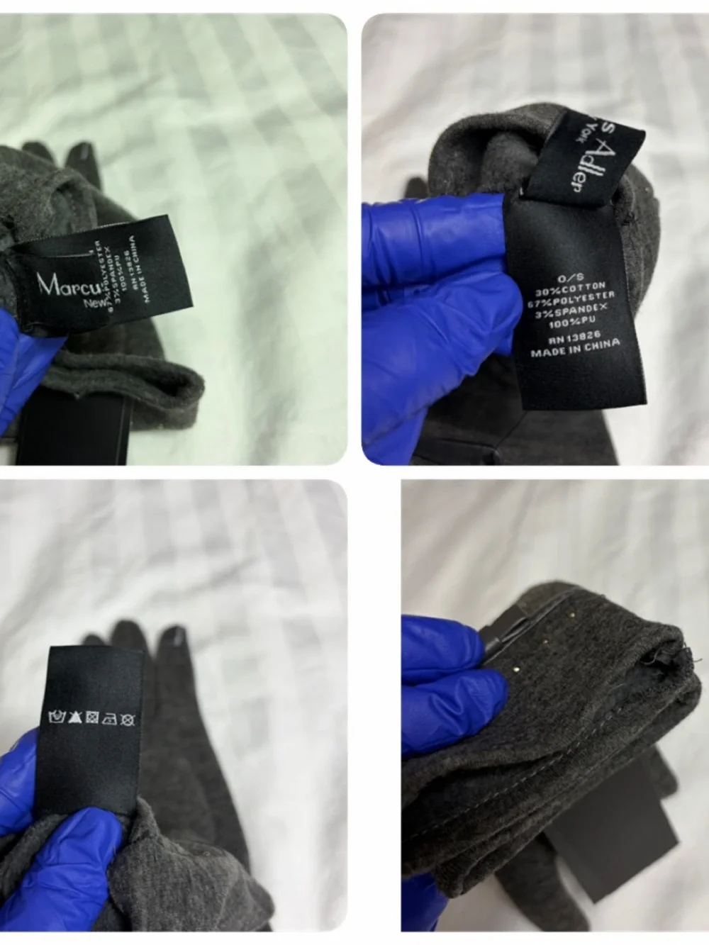 NWT Marcus Adler gray cotton studded touchscreen gloves